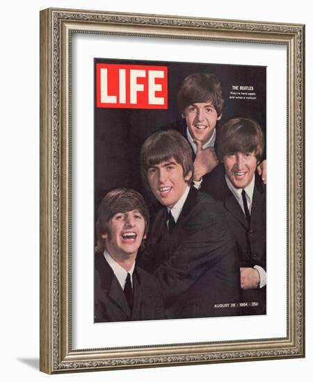 The Beatles, Ringo Starr, George Harrison, Paul Mccartney and John Lennon, August 28, 1964-John Dominis-Framed Photographic Print