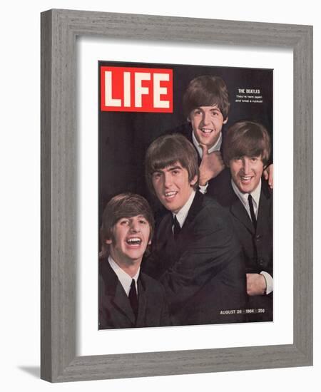 The Beatles, Ringo Starr, George Harrison, Paul Mccartney and John Lennon, August 28, 1964-John Dominis-Framed Photographic Print