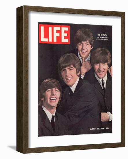 The Beatles, Ringo Starr, George Harrison, Paul Mccartney and John Lennon, August 28, 1964-John Dominis-Framed Photographic Print