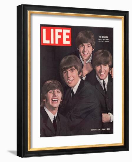 The Beatles, Ringo Starr, George Harrison, Paul Mccartney and John Lennon, August 28, 1964-John Dominis-Framed Photographic Print