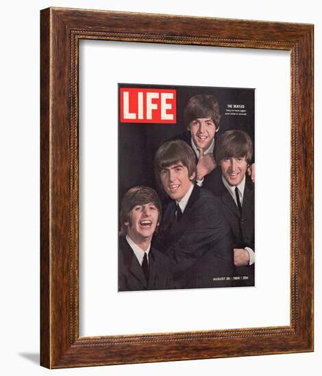 The Beatles, Ringo Starr, George Harrison, Paul Mccartney and John Lennon, August 28, 1964-John Dominis-Framed Photographic Print