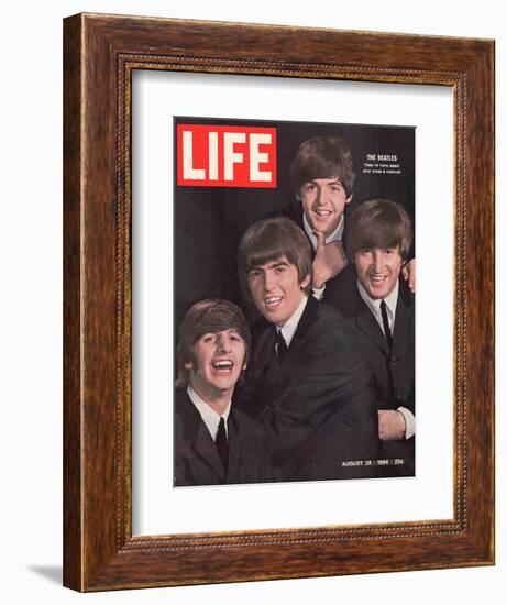 The Beatles, Ringo Starr, George Harrison, Paul Mccartney and John Lennon, August 28, 1964-John Dominis-Framed Photographic Print