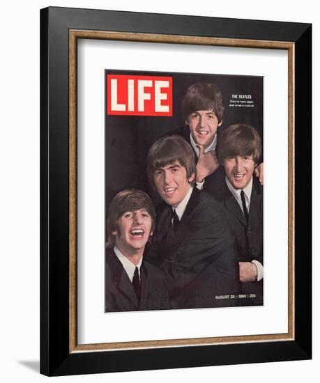The Beatles, Ringo Starr, George Harrison, Paul Mccartney and John Lennon, August 28, 1964-John Dominis-Framed Photographic Print