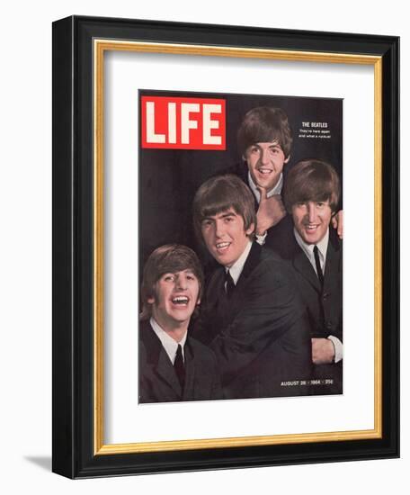 The Beatles, Ringo Starr, George Harrison, Paul Mccartney and John Lennon, August 28, 1964-John Dominis-Framed Photographic Print