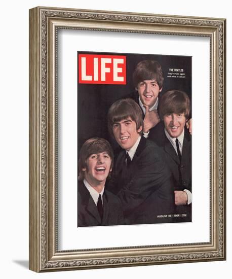 The Beatles, Ringo Starr, George Harrison, Paul Mccartney and John Lennon, August 28, 1964-John Dominis-Framed Photographic Print