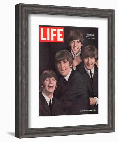 The Beatles, Ringo Starr, George Harrison, Paul Mccartney and John Lennon, August 28, 1964-John Dominis-Framed Photographic Print