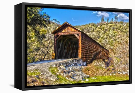 The Beautiful Bridgeport Covered Bridge over South Fork of Yuba River in Penn Valley, California-John Alves-Framed Premier Image Canvas