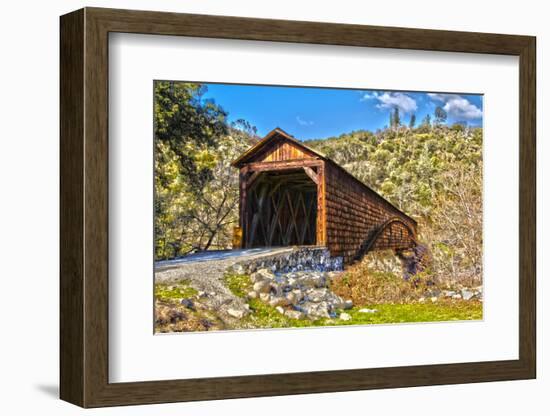 The Beautiful Bridgeport Covered Bridge over South Fork of Yuba River in Penn Valley, California-John Alves-Framed Photographic Print