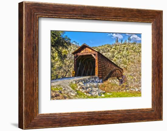 The Beautiful Bridgeport Covered Bridge over South Fork of Yuba River in Penn Valley, California-John Alves-Framed Photographic Print