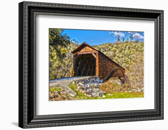 The Beautiful Bridgeport Covered Bridge over South Fork of Yuba River in Penn Valley, California-John Alves-Framed Photographic Print