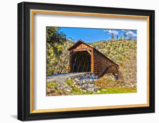 The Beautiful Bridgeport Covered Bridge over South Fork of Yuba River in Penn Valley, California-John Alves-Framed Photographic Print