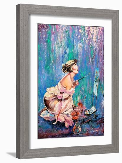 The Beautiful Girl Drawing A Picture-balaikin2009-Framed Art Print