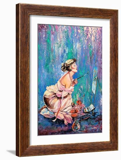 The Beautiful Girl Drawing A Picture-balaikin2009-Framed Art Print