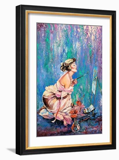 The Beautiful Girl Drawing A Picture-balaikin2009-Framed Art Print