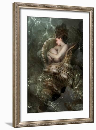 The Beautiful Girl Sleeps In A Sea Cockleshell-Lilun-Framed Art Print