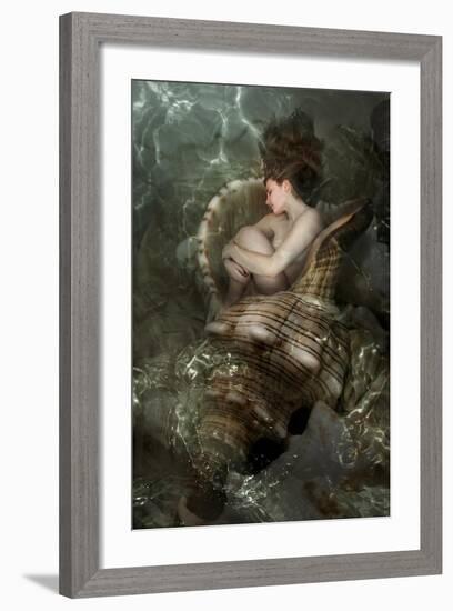 The Beautiful Girl Sleeps In A Sea Cockleshell-Lilun-Framed Art Print