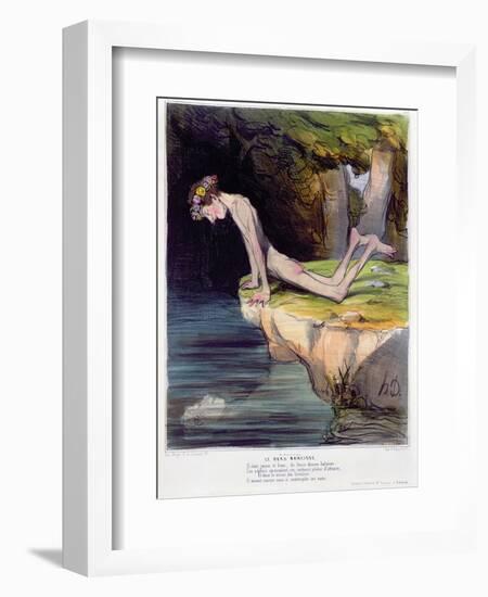 The Beautiful Narcissus, Caricature Engraved by D'Aubert and Co. and Published by Bauger in Paris-Honore Daumier-Framed Giclee Print