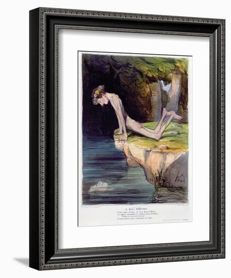 The Beautiful Narcissus, Caricature Engraved by D'Aubert and Co. and Published by Bauger in Paris-Honore Daumier-Framed Giclee Print
