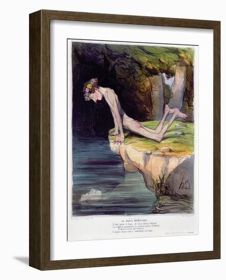 The Beautiful Narcissus, Caricature Engraved by D'Aubert and Co. and Published by Bauger in Paris-Honore Daumier-Framed Giclee Print