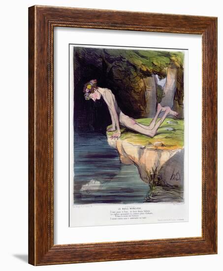 The Beautiful Narcissus, Caricature Engraved by D'Aubert and Co. and Published by Bauger in Paris-Honore Daumier-Framed Giclee Print