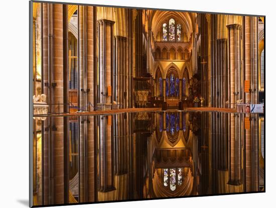 The Beautiful Nave and Font of Salisbury Cathedral, Wiltshire, England, United Kingdom, Europe-Julian Elliott-Mounted Photographic Print