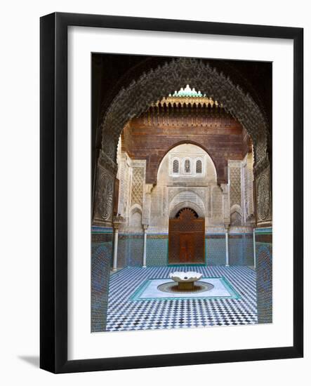 The Beautifully Ornate Interior of Madersa Bou Inania, Fes, Morocco-Doug Pearson-Framed Photographic Print