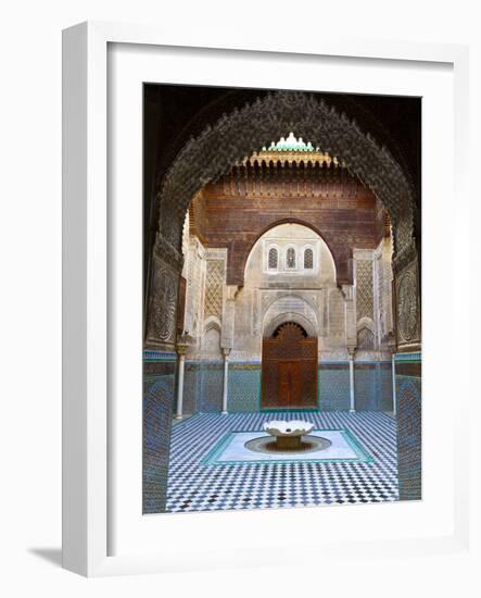 The Beautifully Ornate Interior of Madersa Bou Inania, Fes, Morocco-Doug Pearson-Framed Photographic Print