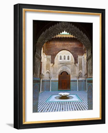 The Beautifully Ornate Interior of Madersa Bou Inania, Fes, Morocco-Doug Pearson-Framed Photographic Print