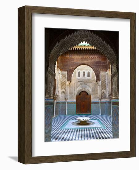 The Beautifully Ornate Interior of Madersa Bou Inania, Fes, Morocco-Doug Pearson-Framed Photographic Print