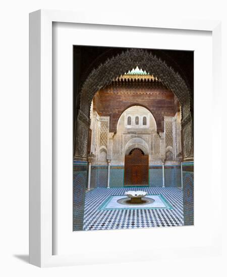 The Beautifully Ornate Interior of Madersa Bou Inania, Fes, Morocco-Doug Pearson-Framed Photographic Print