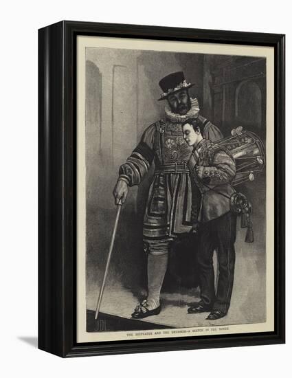 The Beefeater and the Drummer, a Sketch in the Tower-Sir James Dromgole Linton-Framed Premier Image Canvas