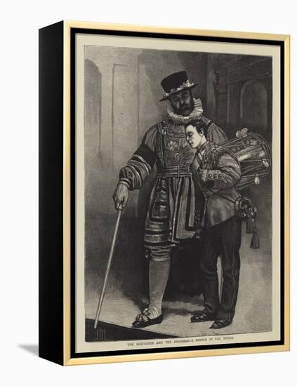 The Beefeater and the Drummer, a Sketch in the Tower-Sir James Dromgole Linton-Framed Premier Image Canvas