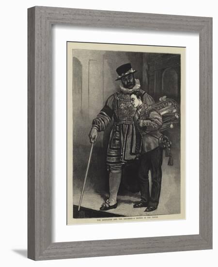 The Beefeater and the Drummer, a Sketch in the Tower-Sir James Dromgole Linton-Framed Giclee Print