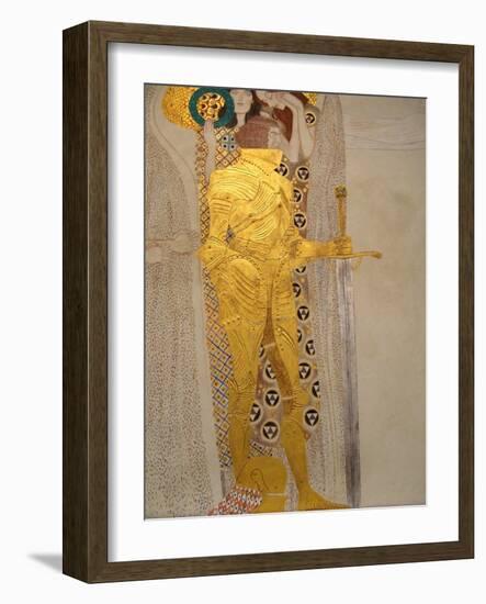 The Beethoven Frieze, Detail: Knight in Shining Armor-Gustav Klimt-Framed Giclee Print