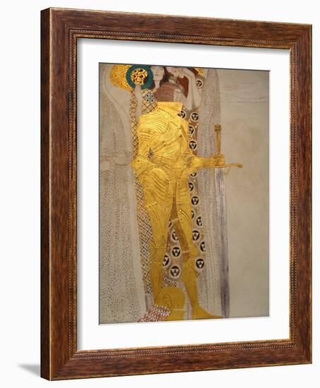 The Beethoven Frieze, Detail: Knight in Shining Armor-Gustav Klimt-Framed Giclee Print