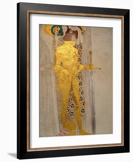 The Beethoven Frieze, Detail: Knight in Shining Armor-Gustav Klimt-Framed Giclee Print