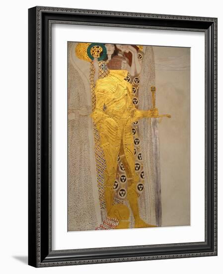 The Beethoven Frieze, Detail: Knight in Shining Armor-Gustav Klimt-Framed Giclee Print