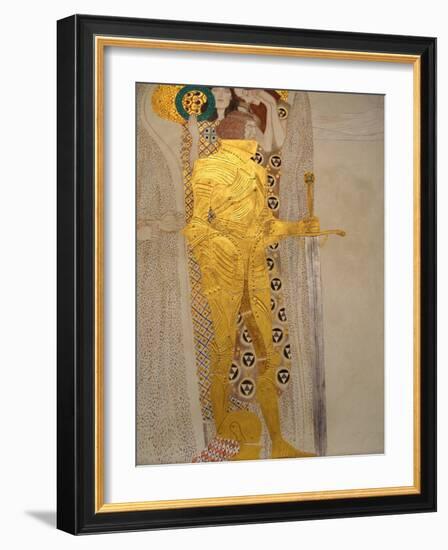 The Beethoven Frieze, Detail: Knight in Shining Armor-Gustav Klimt-Framed Giclee Print