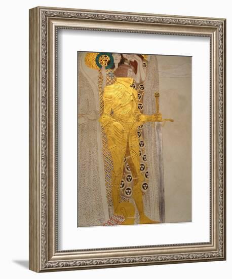 The Beethoven Frieze, Detail: Knight in Shining Armor-Gustav Klimt-Framed Giclee Print