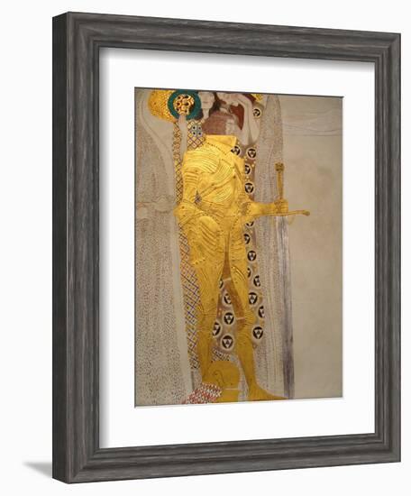 The Beethoven Frieze, Detail: Knight in Shining Armor-Gustav Klimt-Framed Giclee Print