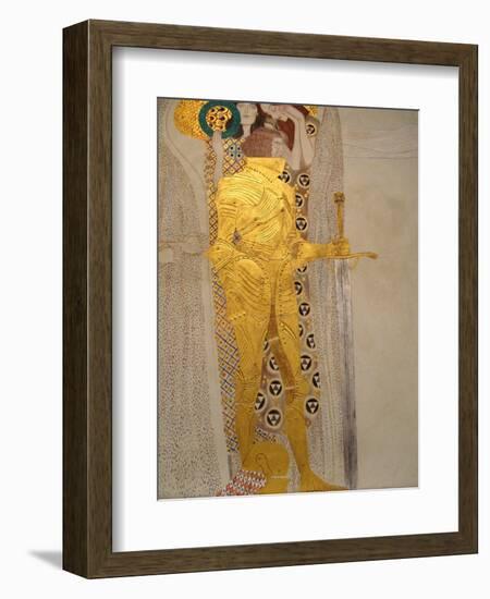 The Beethoven Frieze, Detail: Knight in Shining Armor-Gustav Klimt-Framed Giclee Print