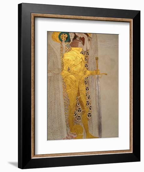 The Beethoven Frieze, Detail: Knight in Shining Armor-Gustav Klimt-Framed Giclee Print