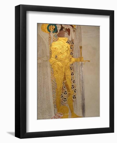 The Beethoven Frieze, Detail: Knight in Shining Armor-Gustav Klimt-Framed Giclee Print