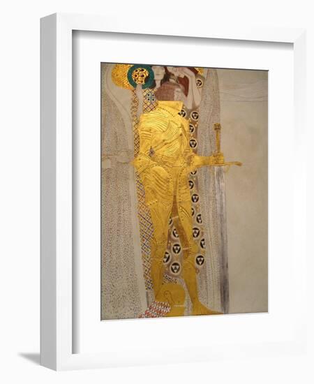 The Beethoven Frieze, Detail: Knight in Shining Armor-Gustav Klimt-Framed Giclee Print