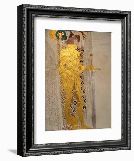 The Beethoven Frieze, Detail: Knight in Shining Armor-Gustav Klimt-Framed Giclee Print