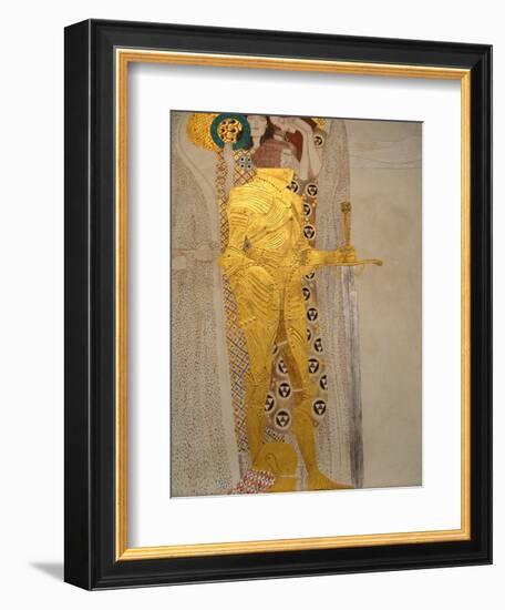 The Beethoven Frieze, Detail: Knight in Shining Armor-Gustav Klimt-Framed Giclee Print