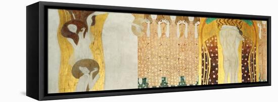The Beethoven Frieze, Detail: the Arts, Chorus of Paradise, Embrace, 1902-Gustav Klimt-Framed Premier Image Canvas