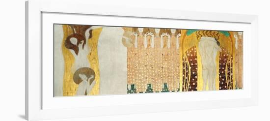 The Beethoven Frieze, Detail: the Arts, Chorus of Paradise, Embrace, 1902-Gustav Klimt-Framed Giclee Print