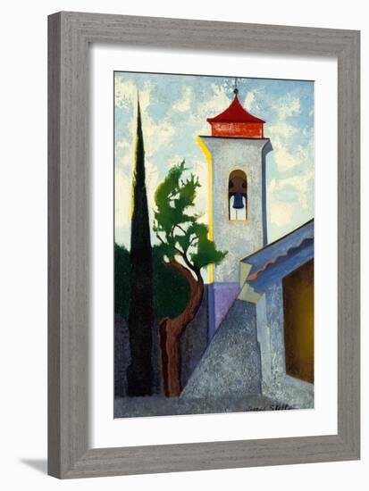 The Bell Tower oil on canvas laid on panel-Joseph Stella-Framed Giclee Print