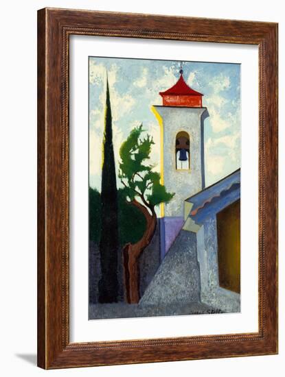 The Bell Tower oil on canvas laid on panel-Joseph Stella-Framed Giclee Print